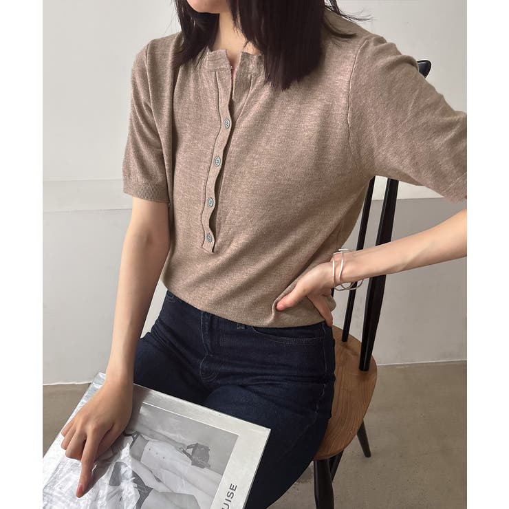 サマーニット Vネックニットトップス韓国 | SUNSHINE CLOSET | 詳細画像23 