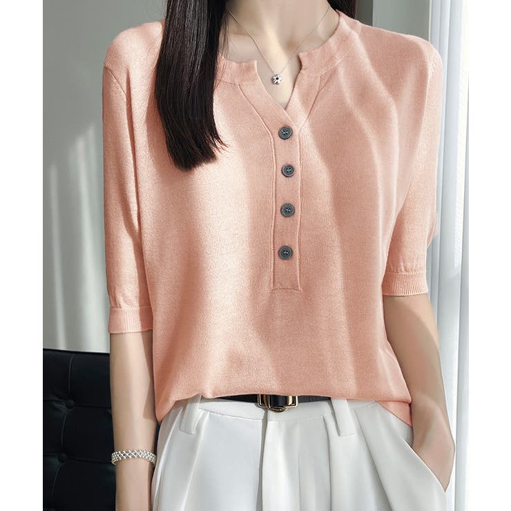 サマーニット Vネックニットトップス韓国 | SUNSHINE CLOSET | 詳細画像28 