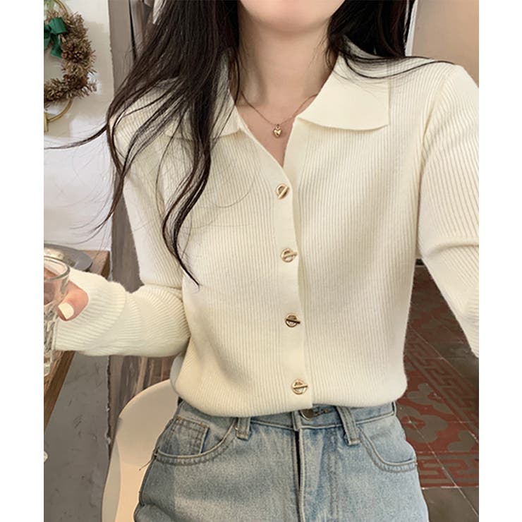 秋冬ニットトップス レディースニットポロ | SUNSHINE CLOSET | 詳細画像1 