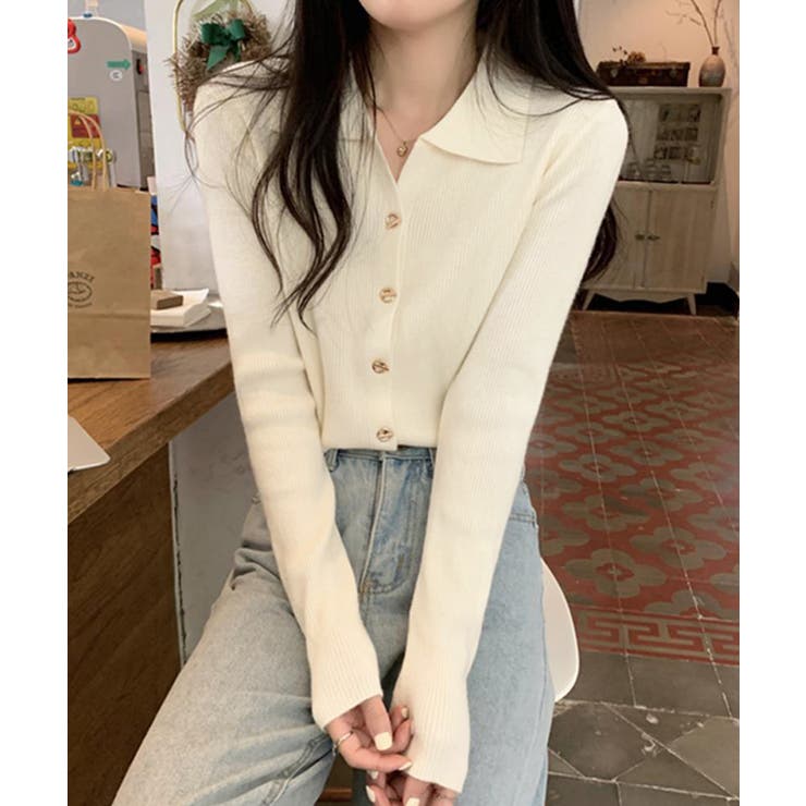 秋冬ニットトップス レディースニットポロ | SUNSHINE CLOSET | 詳細画像2 