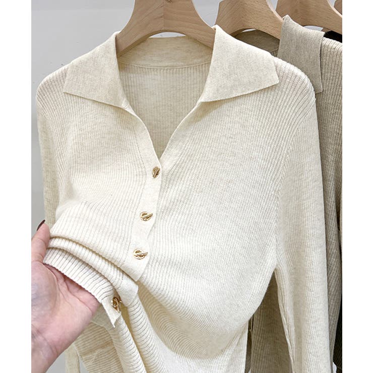 秋冬ニットトップス レディースニットポロ | SUNSHINE CLOSET | 詳細画像24 