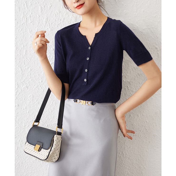 ニットトップス 半袖Vネックサマーニット | SUNSHINE CLOSET | 詳細画像3 