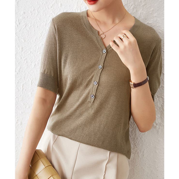 ニットトップス 半袖Vネックサマーニット | SUNSHINE CLOSET | 詳細画像5 