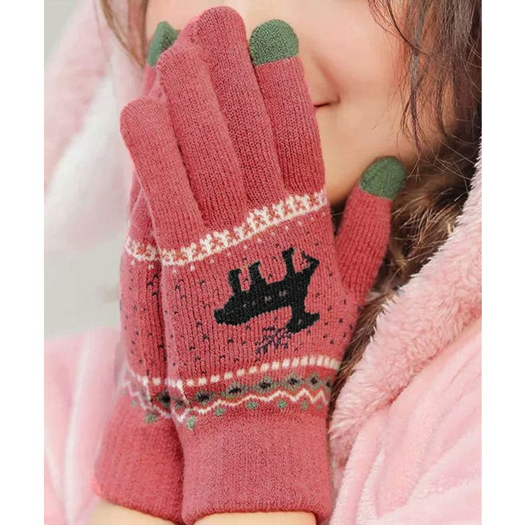 トナカイ柄手袋タッチパネル対応ニット手袋 | SUNSHINE CLOSET | 詳細画像1 