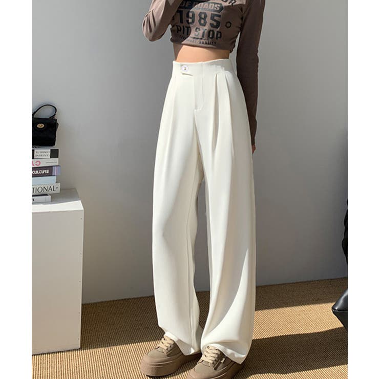 着やせタックパンツレディース 韓国風 通勤ロングパンツ | SUNSHINE CLOSET | 詳細画像4 