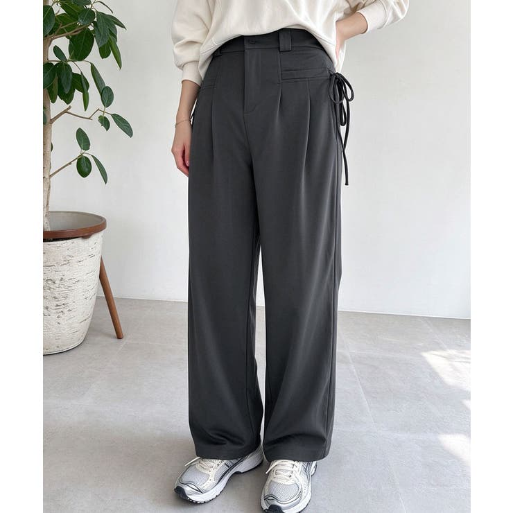 ダブルタック美脚ワイドパンツ上品センタープレス ストレートロングパンツレディース… | SUNSHINE CLOSET | 詳細画像10 