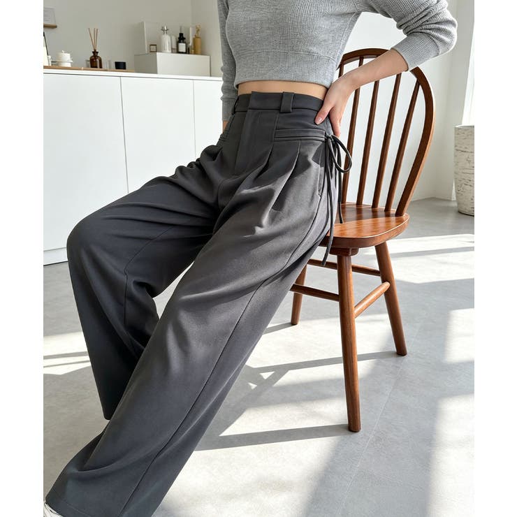ダブルタック美脚ワイドパンツ上品センタープレス ストレートロングパンツレディース… | SUNSHINE CLOSET | 詳細画像11 