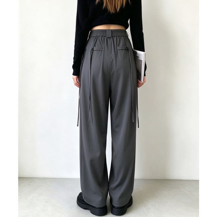 ダブルタック美脚ワイドパンツ上品センタープレス ストレートロングパンツレディース… | SUNSHINE CLOSET | 詳細画像13 