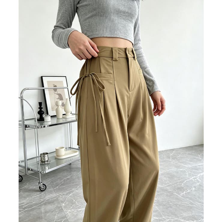 ダブルタック美脚ワイドパンツ上品センタープレス ストレートロングパンツレディース… | SUNSHINE CLOSET | 詳細画像16 