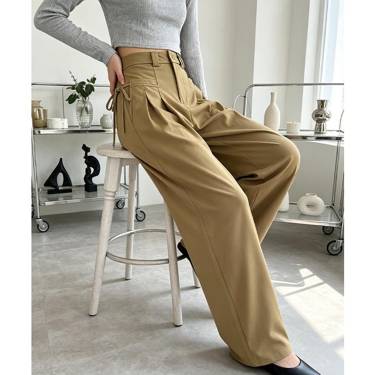 ダブルタック美脚ワイドパンツ上品センタープレス ストレートロングパンツレディース… | SUNSHINE CLOSET | 詳細画像17 