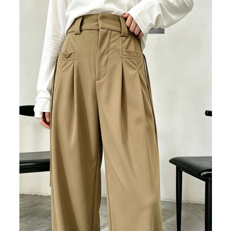 ダブルタック美脚ワイドパンツ上品センタープレス ストレートロングパンツレディース… | SUNSHINE CLOSET | 詳細画像19 
