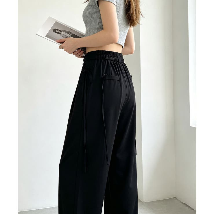 ダブルタック美脚ワイドパンツ上品センタープレス ストレートロングパンツレディース… | SUNSHINE CLOSET | 詳細画像2 