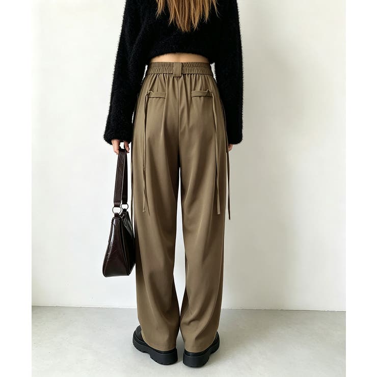 ダブルタック美脚ワイドパンツ上品センタープレス ストレートロングパンツレディース… | SUNSHINE CLOSET | 詳細画像21 