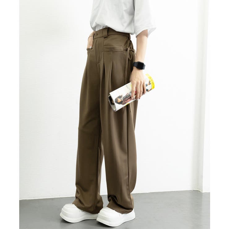 ダブルタック美脚ワイドパンツ上品センタープレス ストレートロングパンツレディース… | SUNSHINE CLOSET | 詳細画像23 