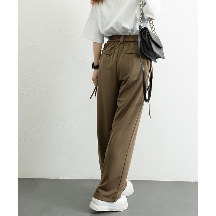 ダブルタック美脚ワイドパンツ上品センタープレス ストレートロングパンツレディース… | SUNSHINE CLOSET | 詳細画像24 