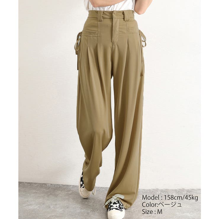 ダブルタック美脚ワイドパンツ上品センタープレス ストレートロングパンツレディース… | SUNSHINE CLOSET | 詳細画像26 