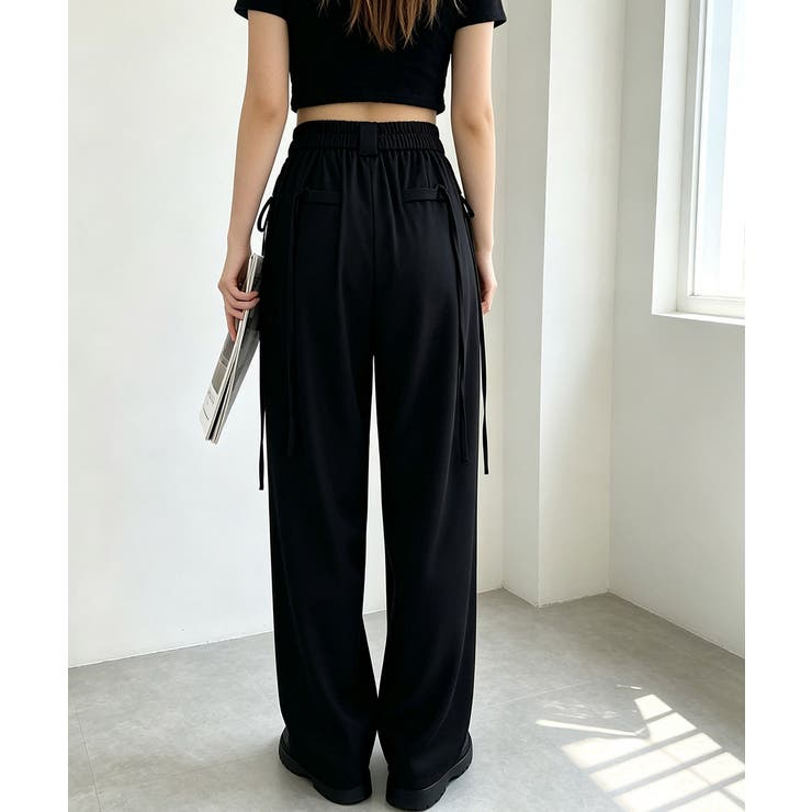 ダブルタック美脚ワイドパンツ上品センタープレス ストレートロングパンツレディース… | SUNSHINE CLOSET | 詳細画像4 