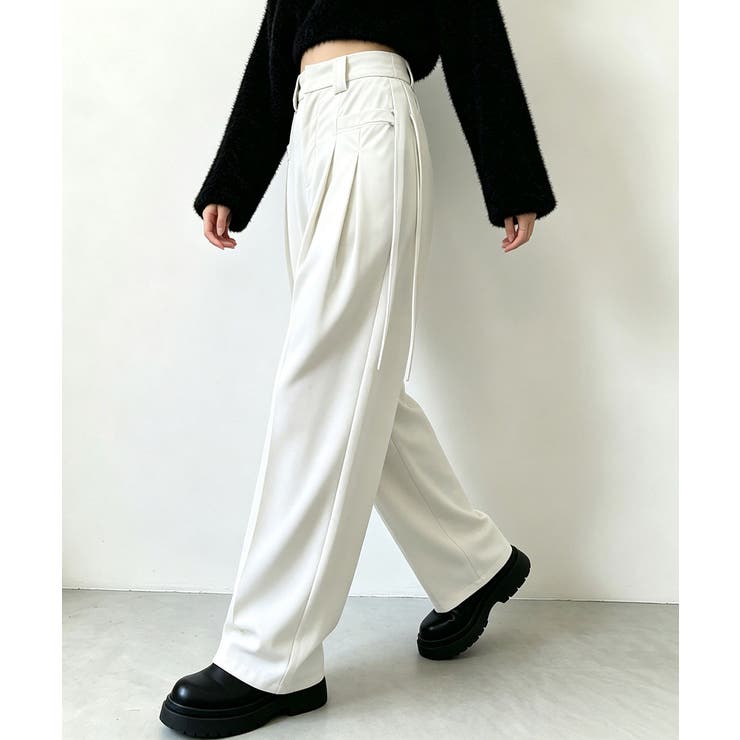 ダブルタック美脚ワイドパンツ上品センタープレス ストレートロングパンツレディース… | SUNSHINE CLOSET | 詳細画像6 