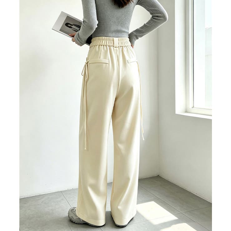 ダブルタック美脚ワイドパンツ上品センタープレス ストレートロングパンツレディース… | SUNSHINE CLOSET | 詳細画像9 