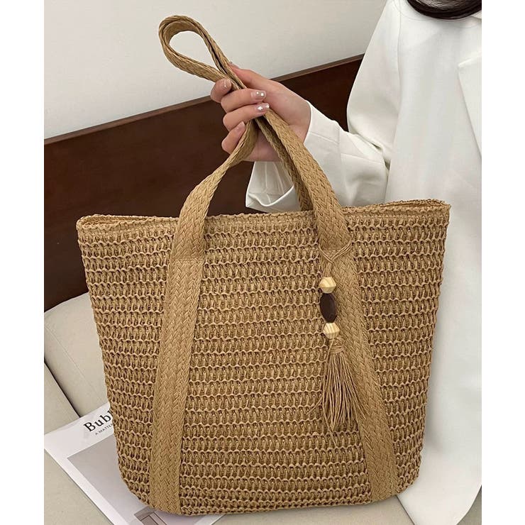 ペーパーバッグ編みトート鞄軽量 大人カジュアル肩掛けかばん 手提げ鞄旅行 | SUNSHINE CLOSET | 詳細画像13 