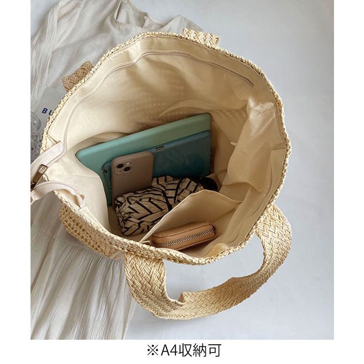 ペーパーバッグ編みトート鞄軽量 大人カジュアル肩掛けかばん 手提げ鞄旅行 | SUNSHINE CLOSET | 詳細画像9 