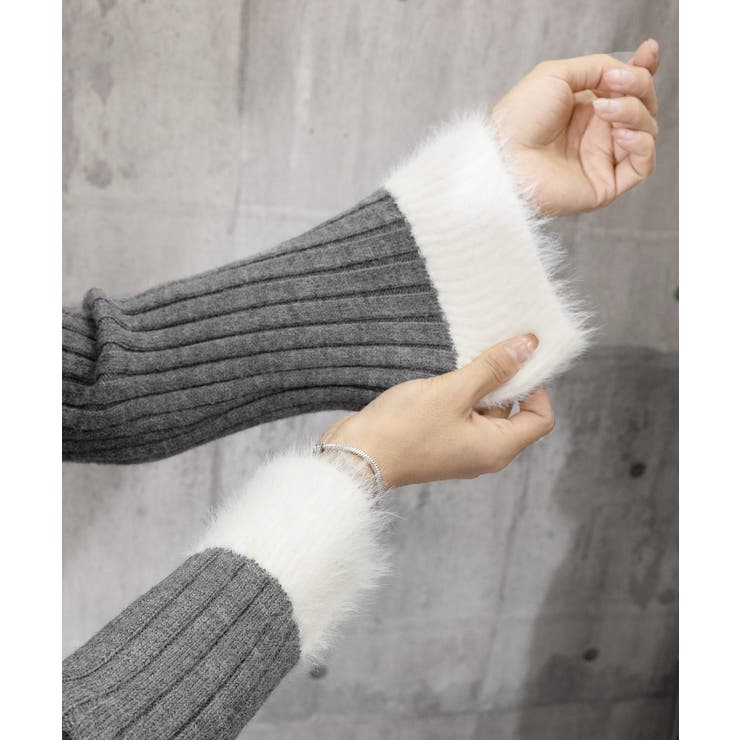 ファー襟 レースアップニットトップス配色 | SUNSHINE CLOSET | 詳細画像19 