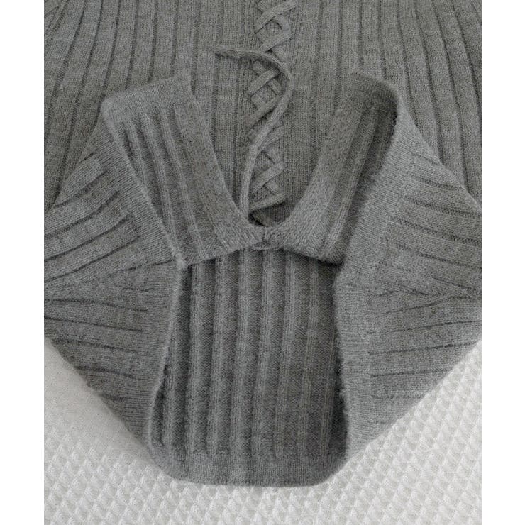 ファー襟 レースアップニットトップス配色 | SUNSHINE CLOSET | 詳細画像25 