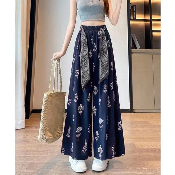 涼感上品花柄プリントイージーパンツ レディース 体型カバー美脚見え | SUNSHINE CLOSET | 詳細画像2 