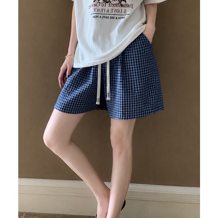 パジャマズボン 薄手部屋着ボトムスゆったりショーパンチェック柄ハーフパンツ 迷彩… | SUNSHINE CLOSET | 詳細画像3 