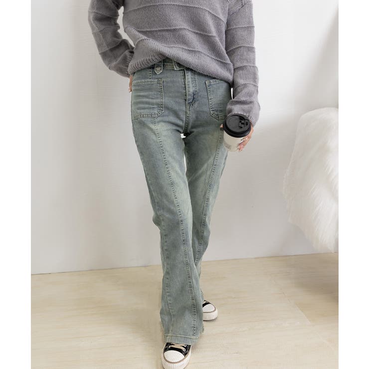 セミフレアデニムパンツ ヴィンテージ風 | SUNSHINE CLOSET | 詳細画像13 