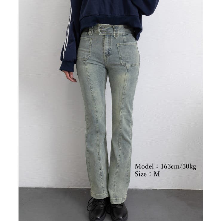 セミフレアデニムパンツ ヴィンテージ風 | SUNSHINE CLOSET | 詳細画像18 