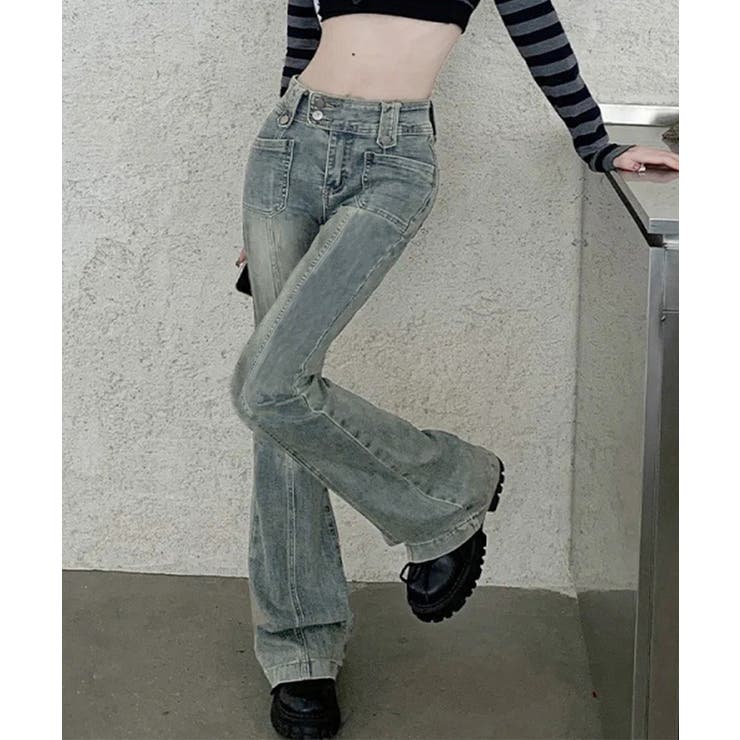 セミフレアデニムパンツ ヴィンテージ風 | SUNSHINE CLOSET | 詳細画像2 