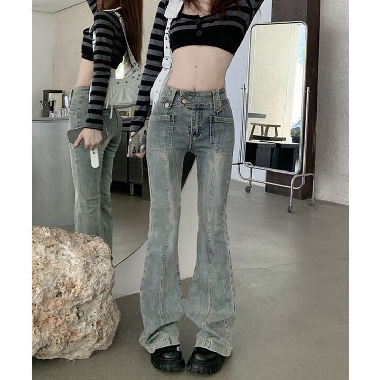 セミフレアデニムパンツ ヴィンテージ風 | SUNSHINE CLOSET | 詳細画像3 