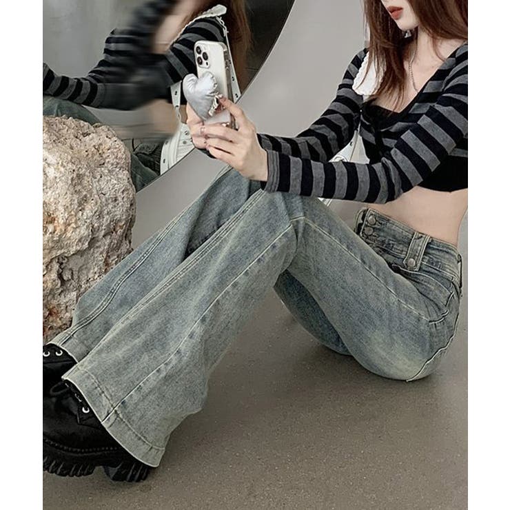 セミフレアデニムパンツ ヴィンテージ風 | SUNSHINE CLOSET | 詳細画像6 