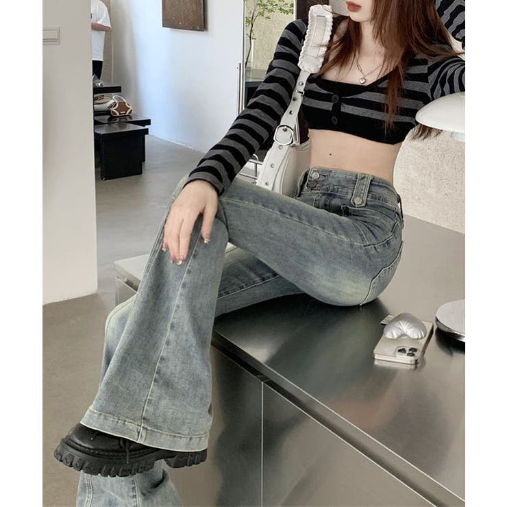 セミフレアデニムパンツ ヴィンテージ風 | SUNSHINE CLOSET | 詳細画像7 