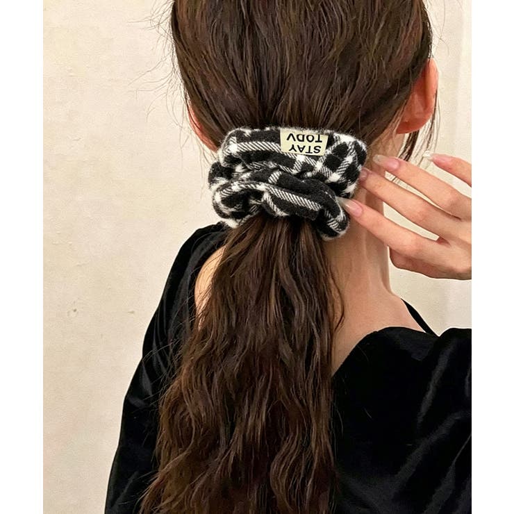 ワンポイントロゴヘアゴム韓国風ボリュームシュシュ おしゃれ秋冬ヘアアクセサリー人… | SUNSHINE CLOSET | 詳細画像2 