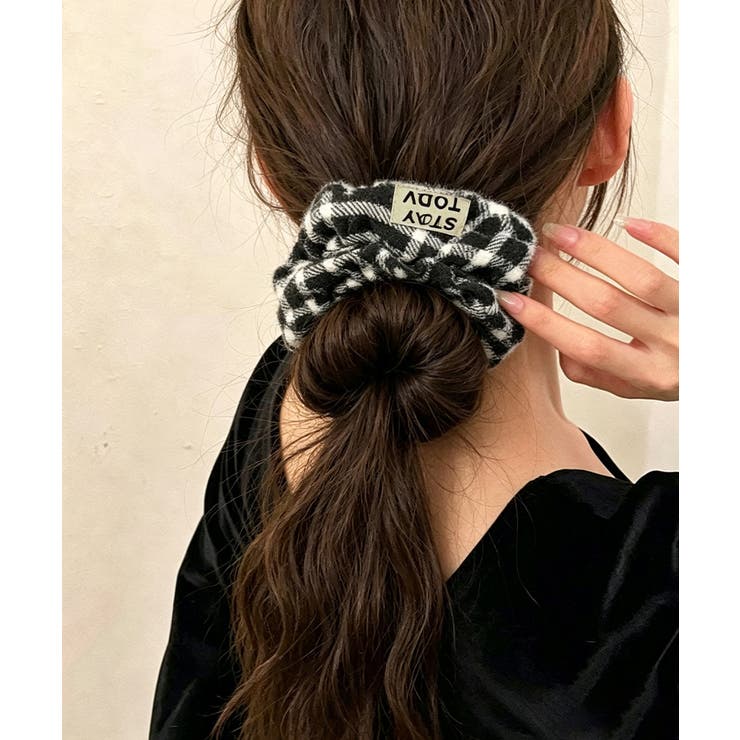 ワンポイントロゴヘアゴム韓国風ボリュームシュシュ おしゃれ秋冬ヘアアクセサリー人… | SUNSHINE CLOSET | 詳細画像3 