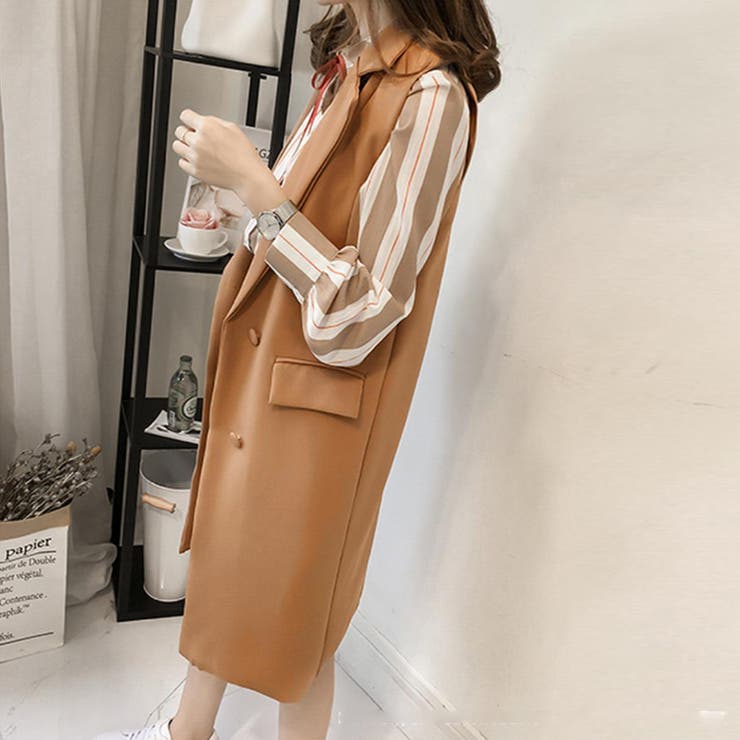 ロングジレ レディース ロングベスト韓国 | SUNSHINE CLOSET | 詳細画像8 