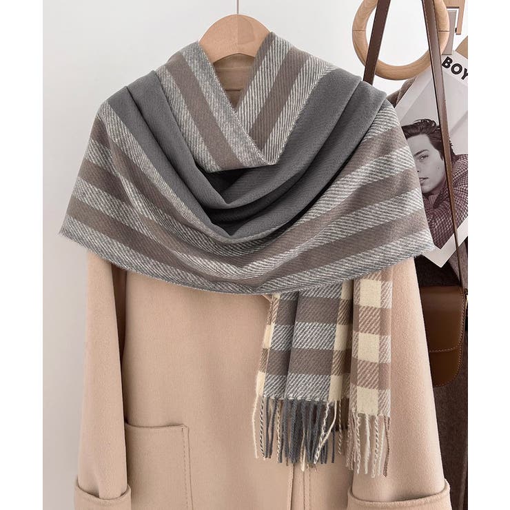 チェック柄マフラーレディース大判ストール | SUNSHINE CLOSET | 詳細画像17 