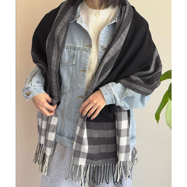 チェック柄マフラーレディース大判ストール | SUNSHINE CLOSET | 詳細画像9 