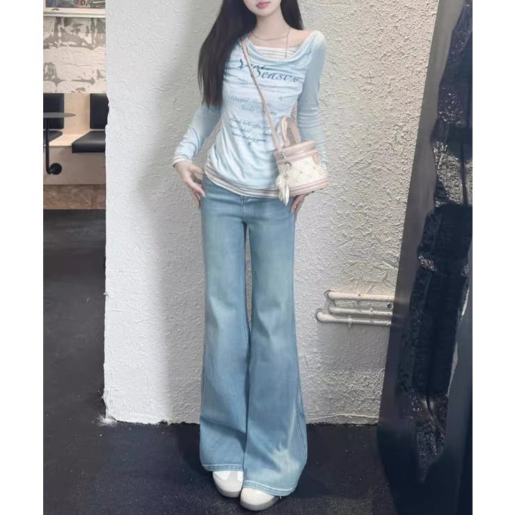 レディースカウルネックロンT重ね着風 細身Tシャツ長袖 シアーロングtシャツ薄手… | SUNSHINE CLOSET | 詳細画像14 