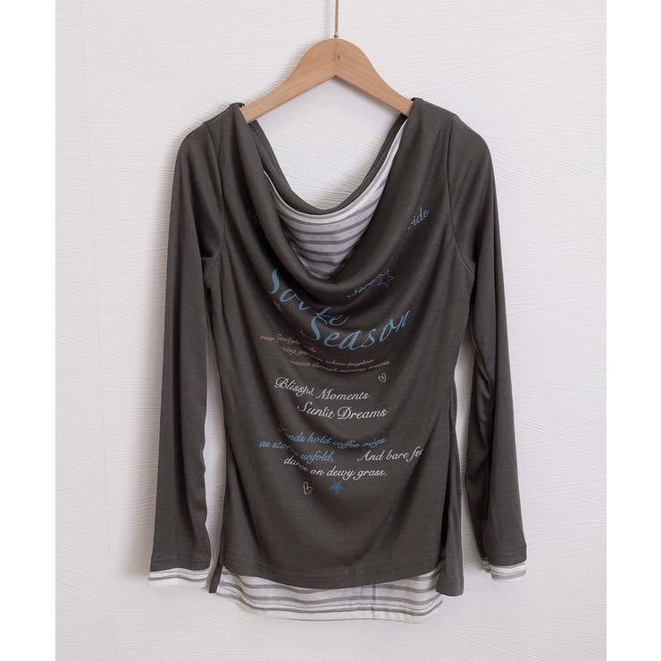 レディースカウルネックロンT重ね着風 細身Tシャツ長袖 シアーロングtシャツ薄手… | SUNSHINE CLOSET | 詳細画像24 