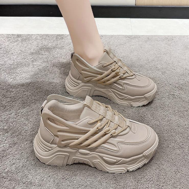 ベージュ | ダッドスニーカー 厚底 レディース 韓国 | SUNSHINE CLOSET