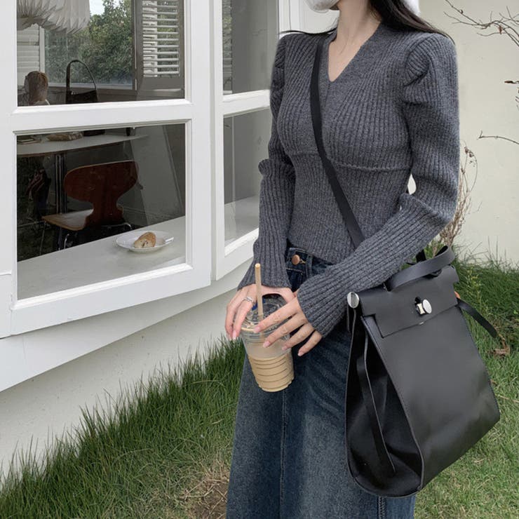 タイトニット Vネック レディース 韓国 | SUNSHINE CLOSET | 詳細画像7