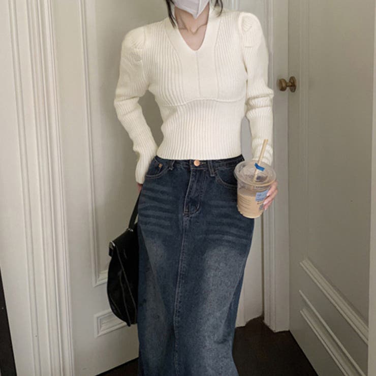 タイトニット Vネック レディース 韓国 | SUNSHINE CLOSET | 詳細画像9