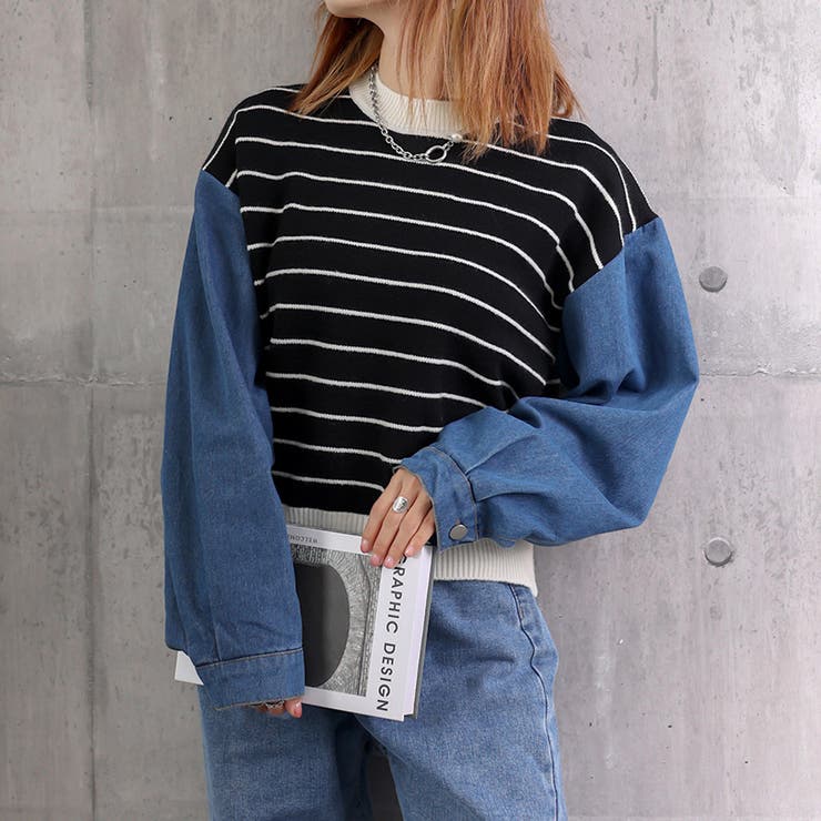 レイヤード風ニットトップスレディース韓国 | SUNSHINE CLOSET | 詳細画像4 