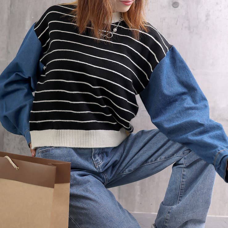 レイヤード風ニットトップスレディース韓国 | SUNSHINE CLOSET | 詳細画像5 