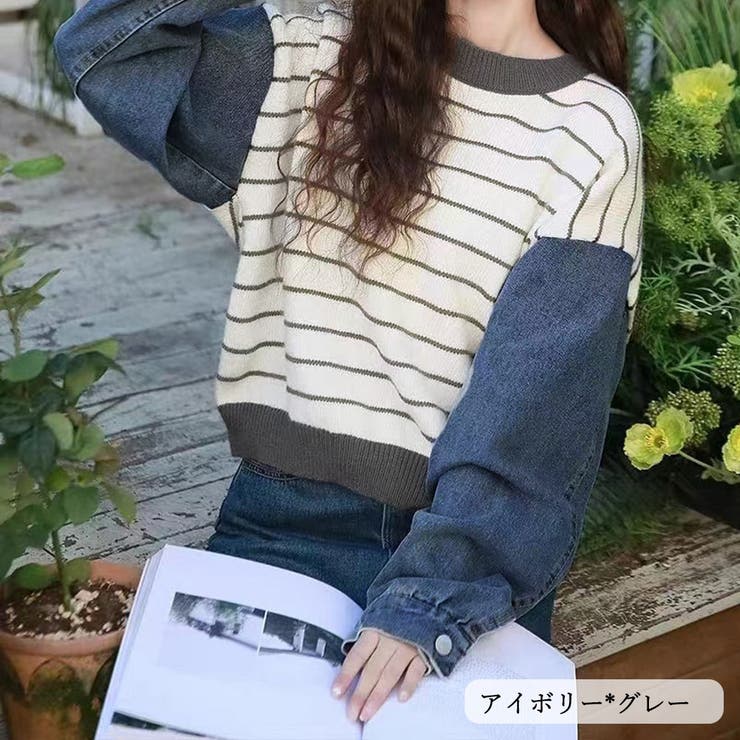 レイヤード風ニットトップスレディース韓国 | SUNSHINE CLOSET | 詳細画像6 