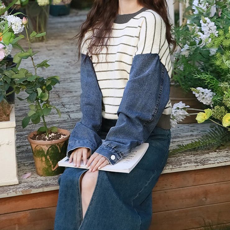 レイヤード風ニットトップスレディース韓国 | SUNSHINE CLOSET | 詳細画像8 