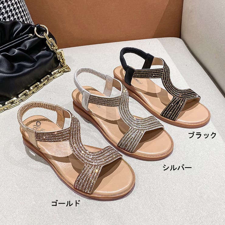ウエッジサンダル レディース夏靴キラキラ[品番：AGCW0003175